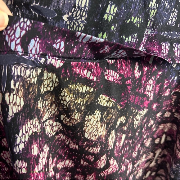 HUNTER BELL Blouse ladies Small colorful asymmetric silk hi/lo artsy - Picture 2 of 12